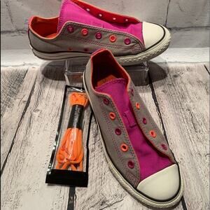 CONVERSE Girl's All Star Grey Double Tongue Sneakers / Size: 2 Junior